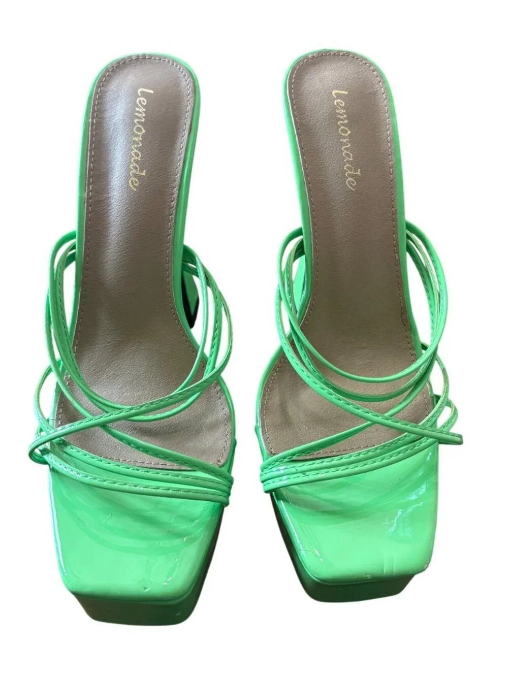 Lemonade Lime Green Patent Platform Strappy Heels Womens 10 Y2K Barbiecore